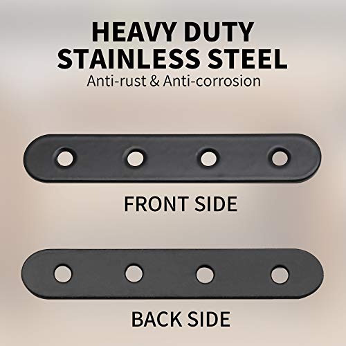 Jiozermi 12 Pcs Straight Brace, Flat Brace 3.8” x 0.69”, Stainless Steel Straight Bracket, Mending Joining Plates for Wood, Board, Bed Frame, Furniture & Shelves, Matte Black - size: Black, 3.8” X 0.69”, 12 Pcs