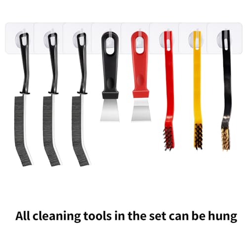 8Pcs Hard Bristle Crevice Cleaning Brush Set,Heavy Duty Grout Brush Kit, Deep Clean Brush for Stove, Window Track, Tile Gap Cleaning, Car Interior Gap Cleaning Tools