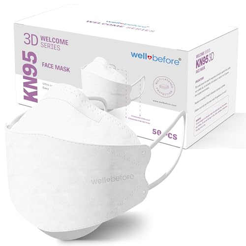 Well Before Welcome Series 3D KN95 Face Mask, Regular, Pack of 50 - color: White