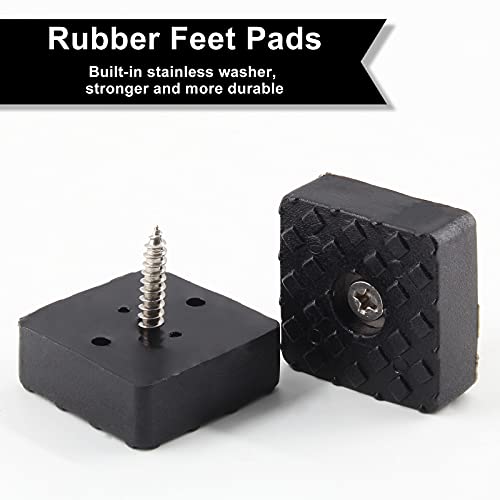 Bonsicoky 20Pcs 1.18Inch/30mm Rubber Furniture Pads with Screws, Black Square Non Slip Furniture Feet Heavy Duty Couch Feet Covers for Chair, Table, Desk, Sofa - size: 30mm (Square, Black)
