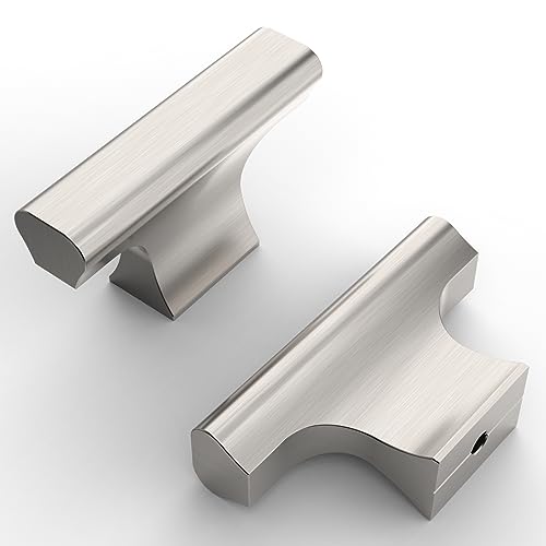 Asidrama 10 Pack Brushed Satin Nickel Kitchen Cabinet Knobs Dresser Knobs Drawer Knobs Single Hole Cabinet T Bar Pull Handles for Kitchen Wardrobe Cupboard - color: Brushed Satin Nickel, size: Single Hole Knob, style: 10 Pack