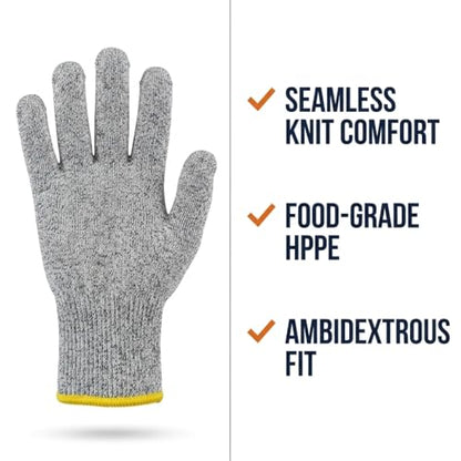 ASG Premium ANSI A5 Cut Resistant Gloves, Food Grade HPPE, Mandoline & Oyster Shucking, Kitchen Safety Gloves for Chefs - size: Large