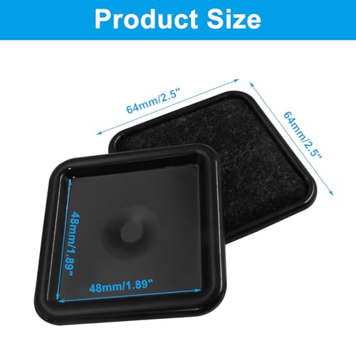 8Pcs Felt Furniture Sliders Reusable Carpet Base Furniture Cups,Moving Pads Sliders to Protect Hardwood (Square,2.5 x 2.5 inch, Black/Gray) - size: Square,2.5 x 2.5 inch,