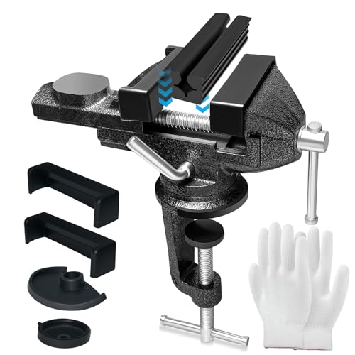 2.7 In Portable Bench Vise, 360° Swivel Base Clamp-On Table Vise – Multi-Purpose Tool for Golf Grip Kit, Woodworking, Crafting, Model Making, Metalworking & DIY - size: 2.7 in