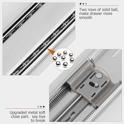 LONTAN Soft Close Drawer Slides 16 Inch 10 Pairs - SL4502S3-16 Full Extension Ball Bearing 16" Cabinet Drawer Rails Heavy Duty Dresser Glides 100lb Capacity - color: Silver-Soft Close, size: 16 Inch - Drawer Slide