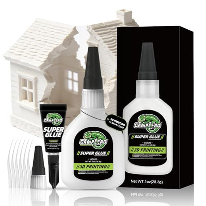 3D Printing Super CA Glue 1oz +1g Kit, Quick-Fix Clear Glue for PLA ABS PETG TPU, High Strength Instant Cyanoacrylate Adhesive for DIY Craft, Hobby Model, Vertical Surfaces - size: 1 Oz., style: 3D Printing Glue