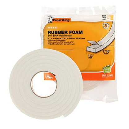 Frost King R516WH Sponge Rubber Foam Tape, 1/4" x 7/16" x 10'