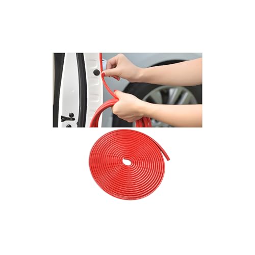 Osilly Car Door Edge Guards, U Shape Rubber Seal Car Edge Trim Protection, Weather Proof Aluminum Automotive Door Molding, 16Ft (Red) - color: Red, size: 16Ft