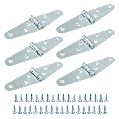 Piutouyar 6 Pcs Heavy Duty Silver Strap Hinges, 2 Inch Shed Hinges Cabinet Latch Door Hinge Gate Hinge with Mounting Screws - color: Silver
