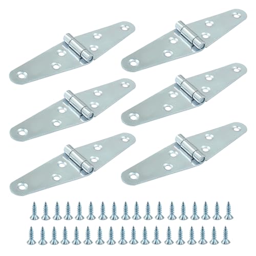 Piutouyar 6 Pcs Heavy Duty Silver Strap Hinges, 2 Inch Shed Hinges Cabinet Latch Door Hinge Gate Hinge with Mounting Screws - color: Silver