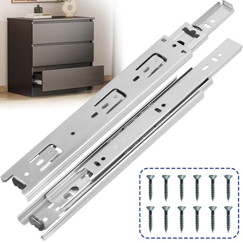 18 Inch Drawer Slides 1 Pairs (2pcs) Side Mount Rails - Heavy Duty Full Extension Ball Bearing – Drawer Slide Glides for Cabinet Kitchen, Dresser Runners - Draw Slides Sliders 100Lb Capacity - color: Silver, size: 18 Inch