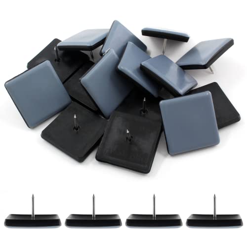 16pcs 1-1/2" (38mm) Nail on Furniture Sliders, Square Teflon Chair Feet Glides, Furniture Feet Glides Chair Leg Floor Protectors, Moving Sliders for Carpet, Cupboard (Grey, Black) - size: 1-1/2 inch (38mm)-16pcs