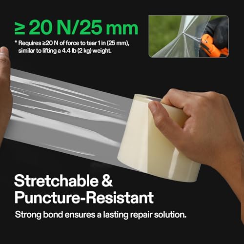 VIVOSUN Greenhouse Repair Tape, 6.3 mil 4" x108' Weatherproof Clear Poly Patch Tape, Heavy Duty Greenhouse Sheeting Coverings Film Tape for Plastic Sheeting and Tents - size: 4”x108’
