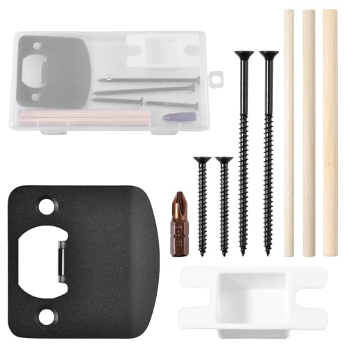 Standard Door Lock Strike Plate with Spacer Shim and Screws, Door Strike Replacement, Universal Security Striker, Exterior or Interior Repair Kits to Fix Doors Won’t Latch Close, Matte Black