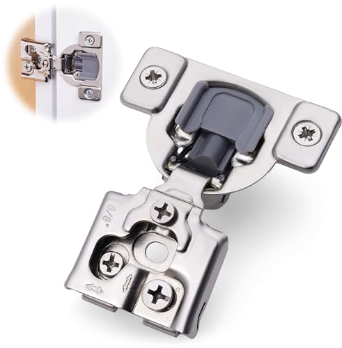 Decobasics 4 Pack Soft Close Cabinet Hinges – 5/8" Overlay for Kitchen Cabinet Doors, Face Frame Concealed Hidden Hinges – Stainless Steel, Self-Closing with 3-Way Adjustment & Slow Close Damper - size: 5/8 Inch