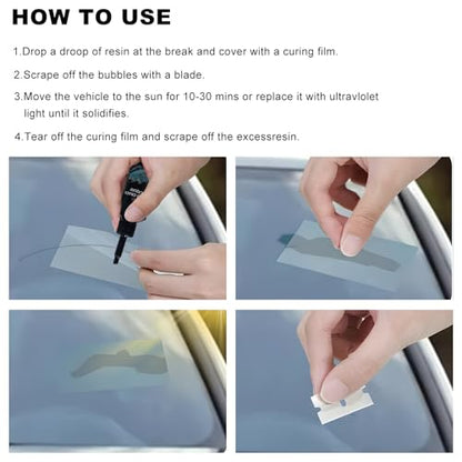 2PCS Windshield Crack Repair Kit, Quick Car Window Cracks Gone Glass Scratch Repair Liquid, Long-Lasting Windscreen Filler Tool Resin Fluid for Cracks Chips Star-Shaped Damage - color: 2pcs