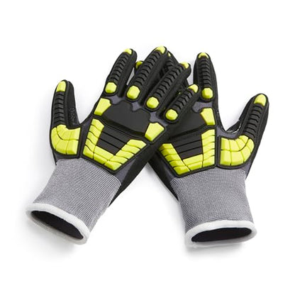 Amazon Basics Safety Work Gloves, Cut Level A1, Abrasion ANSI Level A4, Impact Protection, Touch Screen Friendly, 15G Sandy Nitrile Palm, Yellow, Size XX-Small, Pack of 120 Pairs - size: 2x-small
