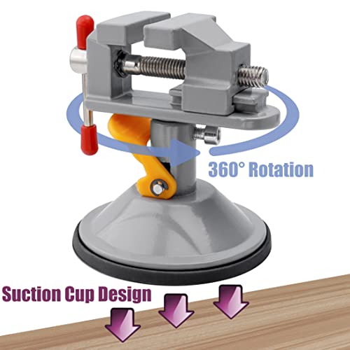 Yakamoz Mini Bench Vise 360 Degree Suction Vise Small Table Vice Clamp Workbench Vise for Jewelry Making DIY Wood Craft Carving Breads Drilling Bed Tool