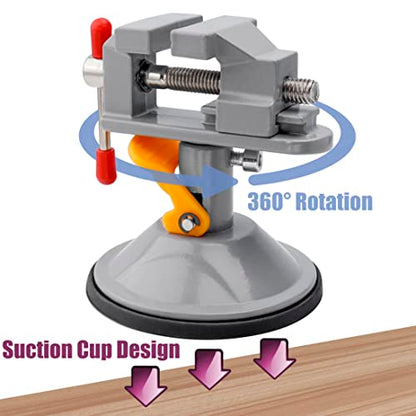 Yakamoz Mini Bench Vise 360 Degree Suction Vise Small Table Vice Clamp Workbench Vise for Jewelry Making DIY Wood Craft Carving Breads Drilling Bed Tool