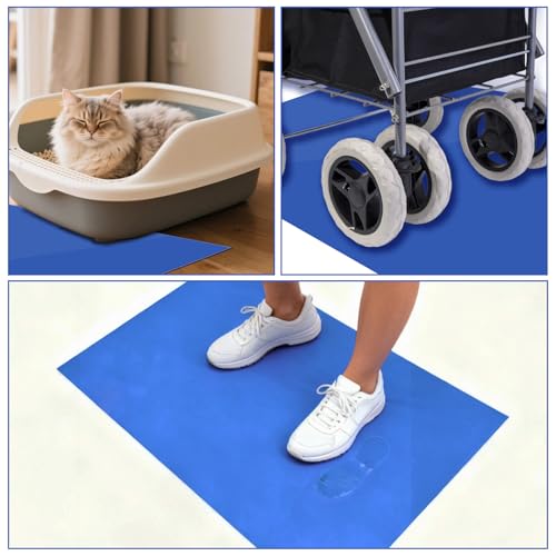 SHUESS 120 Sheets Sticky Mats for Shoes, 18x24 inch Sticky Mat, Tacky Surface for Dust and Dirt Removal from Shoes and Wheels in Labs, Homes, Construction
