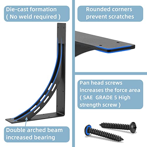 24"x15"x4" Heavy Duty Shelf Brackets, Max Load 1100 LBS, Premium Alloy Metal Mantel Brackets - Countertop Support - Set of 2 - size: 24 Inch X 15 Inch