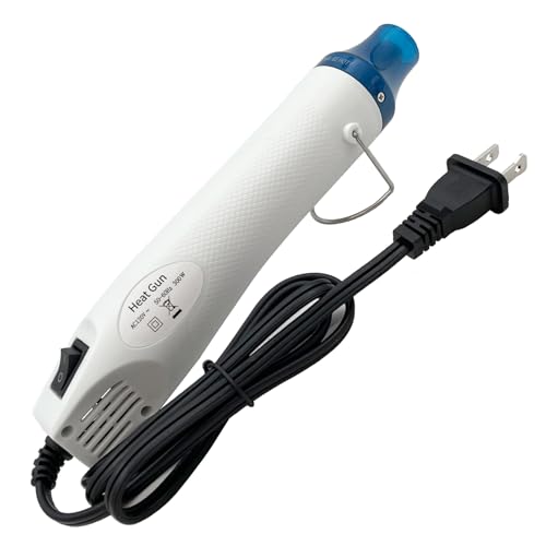 Mini Heat Gun, Portable Hot Air Gun Tool for DIY Crafts Heat Shrink Gun for Epoxy Resin, Embossing, Shrinking Wrapping Drying Paint Removing Stickers (White) - color: White