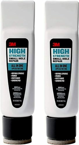 3M Small Hole Repair High Strength, All in One Applicator Tool, 2-Pack, Quick and Easy Repair for Nicks and Nail Holes, Includes Putty Knife, Spackle, and Sanding Pad For Wall Repairs (SHR-AIO-2-SIOC) - style: 2-Pack