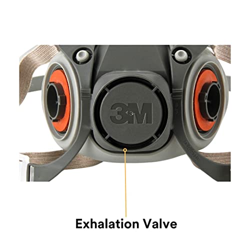 3M Half Facepiece Reusable Respirator 6200, NIOSH, Four-Point Harness, Comfortable Fit, Dual Airline Supplied Air Compatible, Bayonet Connections, Painting, Sanding, Cleaning, Medium - style: Medium