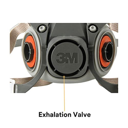 3M Half Facepiece Reusable Respirator 6200, NIOSH, Four-Point Harness, Comfortable Fit, Dual Airline Supplied Air Compatible, Bayonet Connections, Painting, Sanding, Cleaning, Medium - style: Medium
