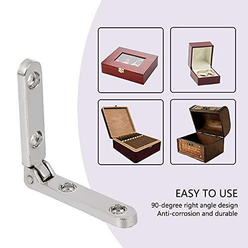 10 Pcs 90 Degree Hinges Wooden Box Gift Wine Jewellery Box Chest Case Hinge Cabinet Hardware with Screws (Silver) - color: Silver