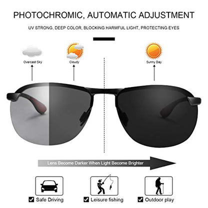YIMI Men Photochromic Polarized Sports Sunglasses Cycling Fishing Driving Glasses UV Protection Eyeglasses Anti Glare Eyewear - color: 4302 Black