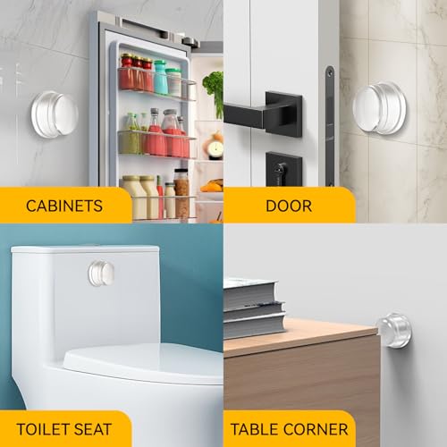 Upgraded Door Bumper 1.5" Clear Silicone | Self-Adhesive Door Knob Wall Protector |Large Rubber Door Stops for Wall Protection & Noise Reduction | 4 Pack - size: 4 Pack
