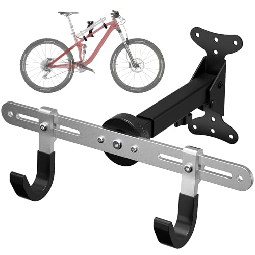 Bike Wall Mount Hanger for Garage, Heavy-Duty Durable Aluminum Alloy Horizontal Bicycle Storage Rack with Adjustable Hook, Hold up to 66lbs, for Road Mountain Hybrid Bikes in Garage - size: 1 pack