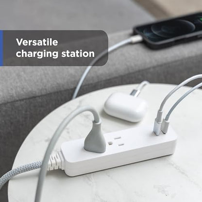 GE 6-Outlet & 2-Outlet Surge Protector Combo Pack with 2 USB-C Ports, 245 Joules, 2ft Braided Cords, Flat Plugs, ETL Certified, White, 86076 - size: 2 Ft Combo Pack