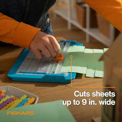 Fiskars Kids Junior Paper Trimmer – Turquoise Safe and Easy Paper Cutter for Crafting and School Projects 7 x 11.5 Inches - style: Jr Paper Trimmer
