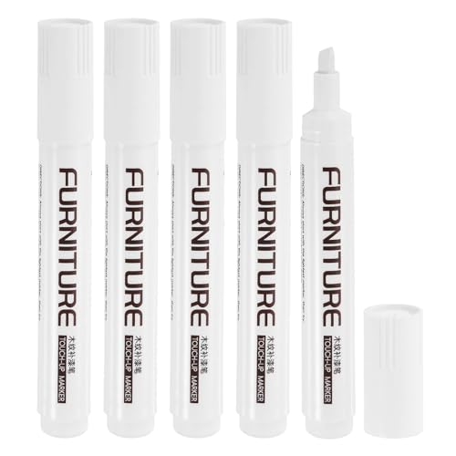 uxcell Furniture Markers Touch Up, 5pcs Furniture Repair Kit Wood Filler Sticks Wood Markers for Scratches Wooden Floor Table Cabinet Laminate Frames, White - color: White