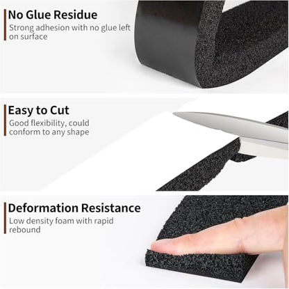 Yotache Open Cell Foam Air Conditioner Weather-Strip Seal Tape 2"x1", Thick Adhesive with High Resilience Foam Cushion Strip, 6.5 Ft x 2Pcs - size: (2"×1") 13FT