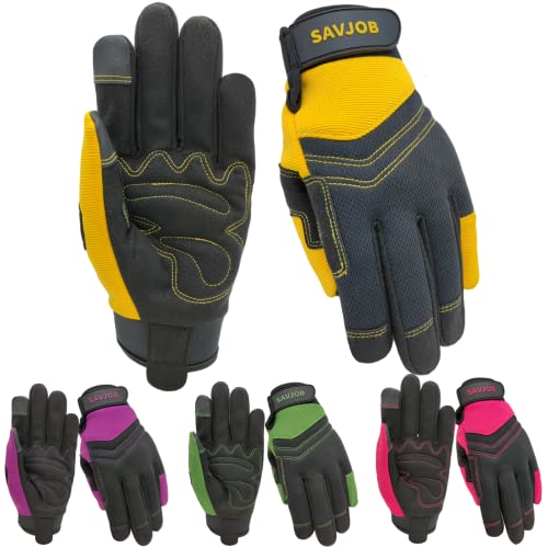 Safety Work Gloves for Men&Women,Utility Working Gloves,Mechanic Gloves,Yard Work Gloves,Performance Fit,Touchscreen - color: Yellow, size: X-Large