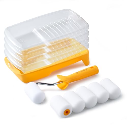 Voomey Foam Paint Roller, 2 Inch Mini Paint Roller Kit 12 Pack, Small Paint Rollers with Tray and Roller Frame for Touch Up Painting Wall, Door, Cabinet - size: 2 Inch Mini Paint Roller Kit 12 Pack