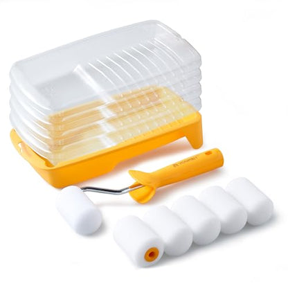 Voomey Foam Paint Roller, 2 Inch Mini Paint Roller Kit 12 Pack, Small Paint Rollers with Tray and Roller Frame for Touch Up Painting Wall, Door, Cabinet - size: 2 Inch Mini Paint Roller Kit 12 Pack