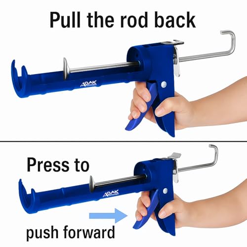 ADAK - Professional Caulking Gun, 10:1 Thrust Ratio, Caulking Gun No Drip, Hand Tool for Silicone & Sealant Application, Smooth Pressure Caulk Gun, Caulking Gun Tool (Blue) - color: Blue