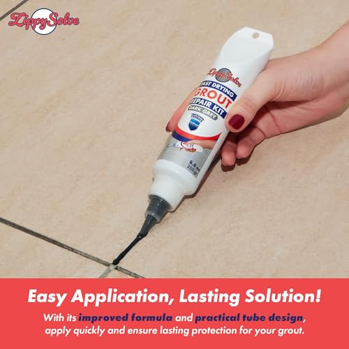 ZippySolve Tile Grout, Repair Kit, Restore & Renew Tile Joints Line, Fast Drying Tile Grout Paint Squeeze Tube for Bathroom Shower Kitchen Floor, Waterproof (8.8 oz, Dark Grey/Anthracite) - style: Dark Grey / Anthracite