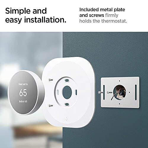 Spigen Wall Plate Designed for Google Nest Thermostat Wall Plate (Included Metal Plate and 4 Screws) - White - color: White