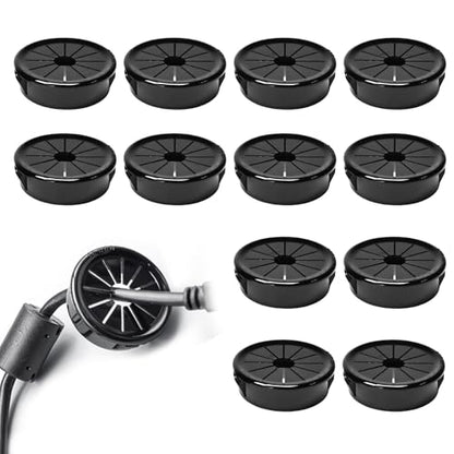 12 Pcs Cable Grommet, Snap Bushing 1-3/8" (35 mm) Mounting Diameter, Flexible Petal-Shaped Buckle Round Nylon Desk Grommet for Wires Through Countertop Cord Organizer and Protection, Black - style: 1-3/8" -RSB 12PCS