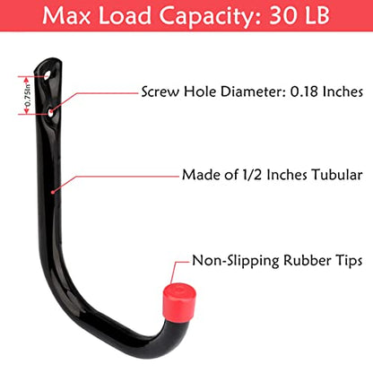 12 Pack Garage Storage J Hooks, 4.1Inches Heavy Duty Wall Mount Utility Hangers by Naikozmo Black and Red 5.6 x 4.1 x 0.5 inches