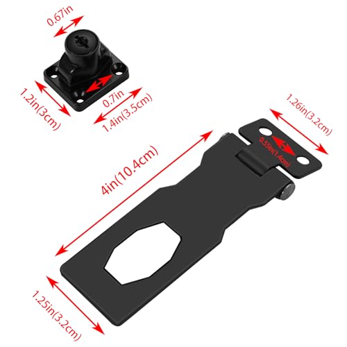 2Pcs Keyed Hasp Locks Twist Knob Keyed Locking Hasp for Small Doors, Cabinets and More,Stainless Steel Steel, Hasp Lock Catch Latch Safety Lock Door Lock with Keys (4inch, Black) - style: Black-with LOCK