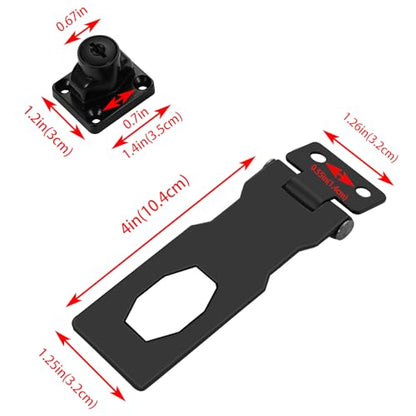 2Pcs Keyed Hasp Locks Twist Knob Keyed Locking Hasp for Small Doors, Cabinets and More,Stainless Steel Steel, Hasp Lock Catch Latch Safety Lock Door Lock with Keys (4inch, Black) - style: Black-with LOCK
