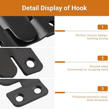 16Pcs Stainless Steel Interlock Hanging Buckle,Flush Concealed Mount Brackets Stainless Steel Z Clip Bracket Interlock Hanging Buckle Mountain Buckle for Picture Display Art Gallery (L2, Black) - color: Black, size: Large With Screws