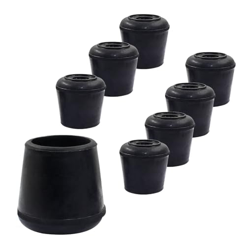 8pcs 1-1/4 Inch Round Chair Leg Tips Caps, Non-Slip Rubber Chair Leg Floor Protectors, Black Furniture Leg Caps Fit for 1.22"-1.26" (31-32mm) Diameter Round Feet - size: 1-1/4 Inch-Black