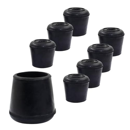 8pcs 1-1/4 Inch Round Chair Leg Tips Caps, Non-Slip Rubber Chair Leg Floor Protectors, Black Furniture Leg Caps Fit for 1.22"-1.26" (31-32mm) Diameter Round Feet - size: 1-1/4 Inch-Black